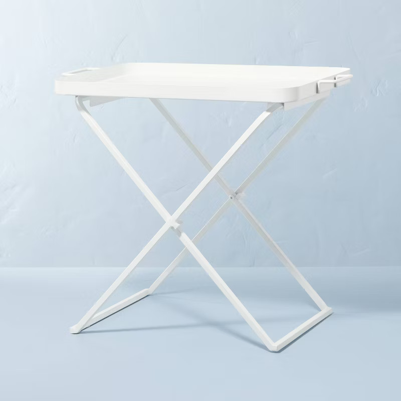 Collapsible Outdoor Metal Accent Table Sour Cream - Hearth & Hand™ with Magnolia | Target