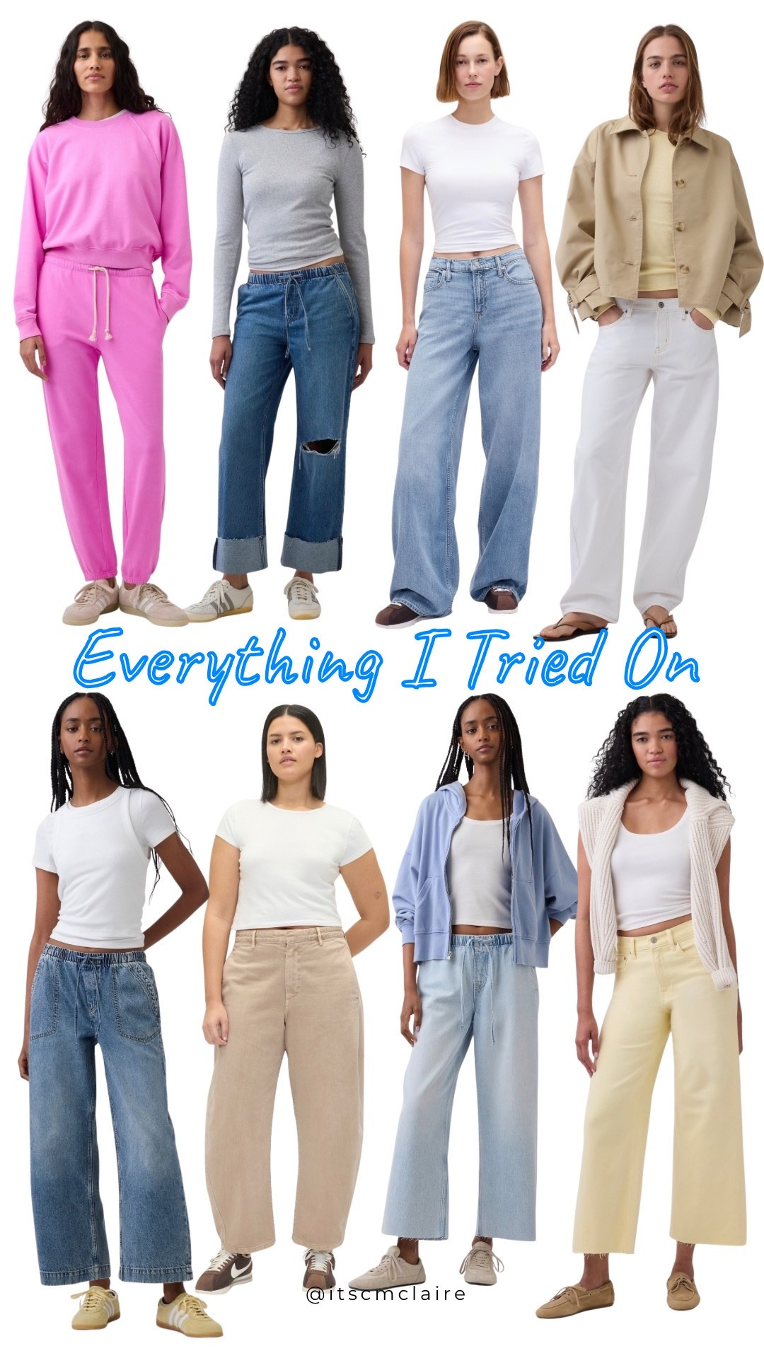 I went with a size 32 in the yellow cropped jeans and the traditional button fly zip jeans as well. The yellow jeans have a slight stretch to them whereas the traditional denim didn’t have as much stretched, but both were very, very soft in denim material. As for the jeans that add the elastic waistband and drawstring, I tried on a large and extra large. While the large fit great in the thighs and in the weight, I wanted more room in the media area. For that reason, I decided to try the extra large and it fit my tummy area exactly how I wanted it to. Even though the thighs and waste were looser, I was okay with it because of the drawstring.  I went with a large in the pink sweatpants and large and the yellow top and a size 32 in the barrel jeans/chino pants.

#LTKSaleAlert #LTKMidsize #LTKOver40