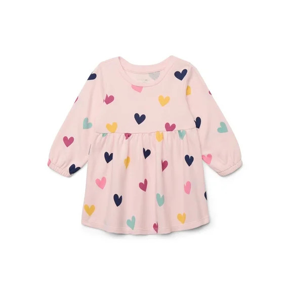 Garanimals Baby Girls Print Babydoll Dress with Long Sleeves, Sizes 0M-24M | Walmart (US)