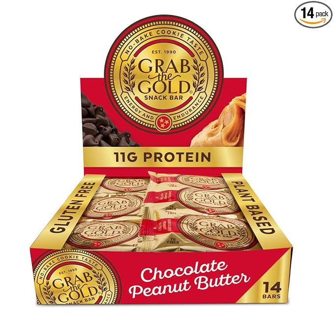 Grab The Gold Chocolate Peanut Butter Protein Snack Bars | 11g Plant-Based Protein, Organic Oats,... | Amazon (US)