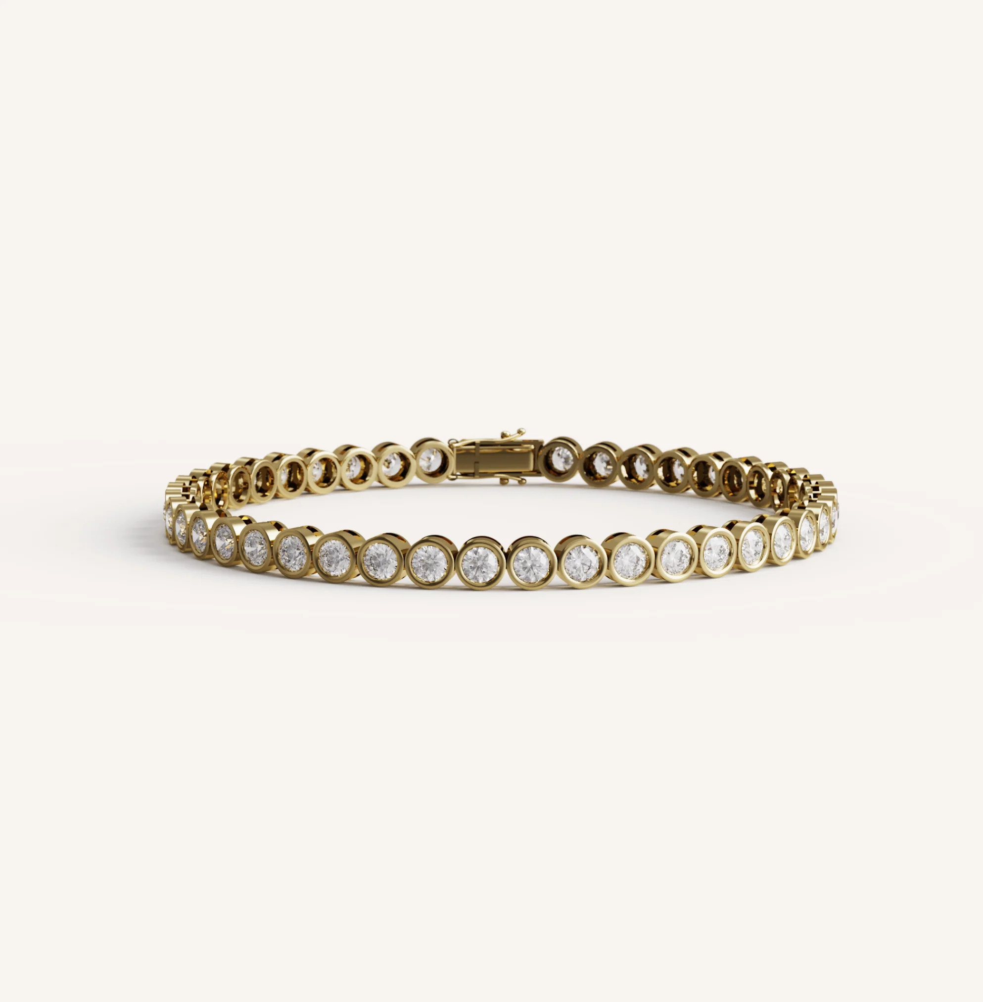 Round Bezel Tennis Bracelet - 14K Yellow Gold - 5.00 CTW - Lab Diamond | Olive Ave Jewelry