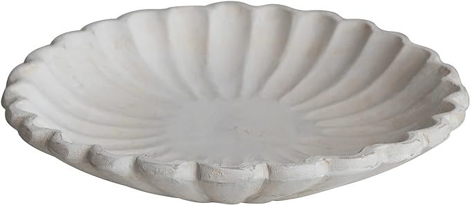 Creative Co-Op Decorative Wood Scalloped Edge, White Wash Dish | Amazon (US)