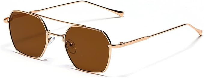 Rectangle Woman Sunglasses Male Sunglass Gradient Lens Twin-beams Frame | Amazon (US)