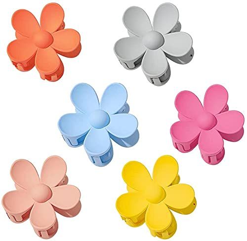 6 Pieces Big Acrylic Hair Claw Clips, Colorful Flower Hair Clips, Non Slip Cute Hair Catch Barret... | Amazon (US)