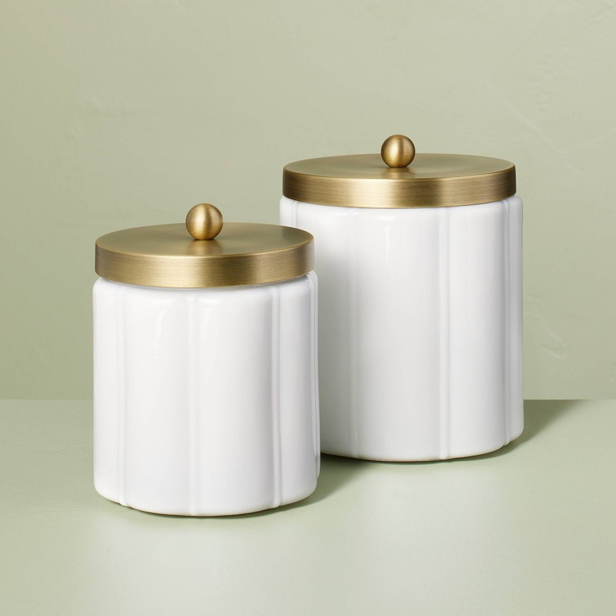 Milk Glass Bath Canister with Metal Lid - Hearth & Hand™ with Magnolia | Target