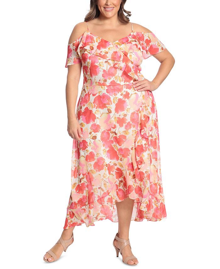 London Times Plus Size Printed Ruffled Faux-Wrap Dress & Reviews - Dresses - Plus Sizes - Macy's | Macys (US)