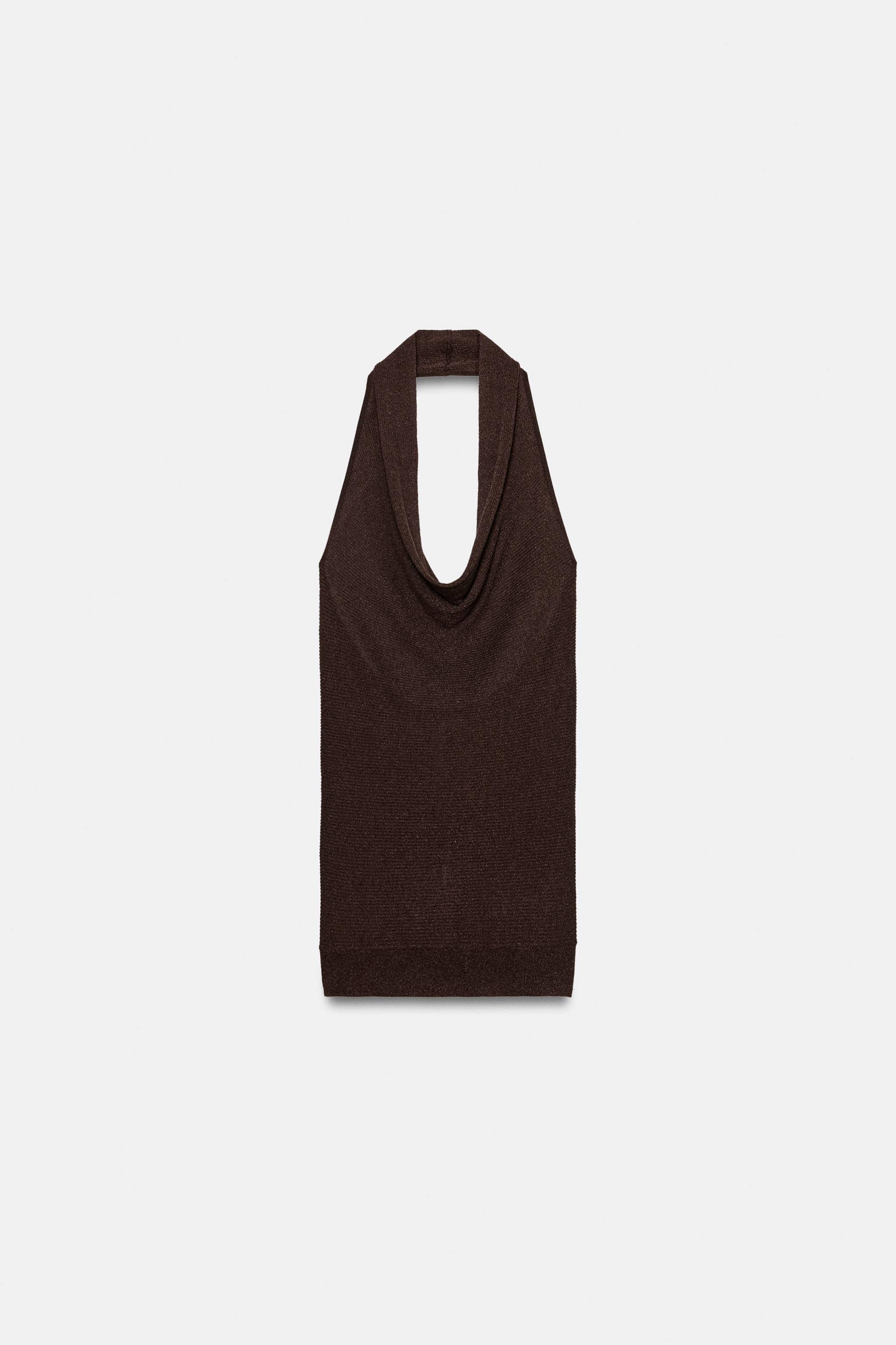 METALLIC THREAD RIB KNIT HALTER TOP | Zara US