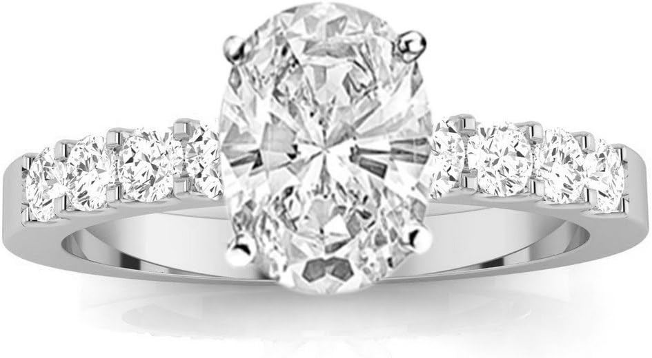 Houston Diamond District 2 to 5 Carat LAB GROWN DIAMOND Classic Prong Set Oval Cut Diamond Engage... | Amazon (US)