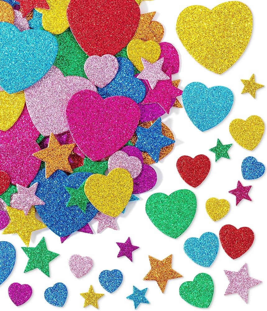 Mr. Pen- Glitter Foam Stickers Self Adhesive, 450 pcs, Assorted Sizes, Colorful Glitter Stickers,... | Amazon (US)