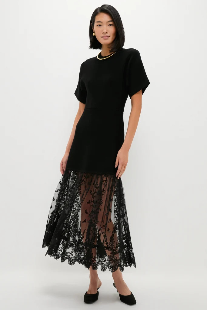 Black Diane Knit Lace Combo Knit Dress | Tuckernuck (US)