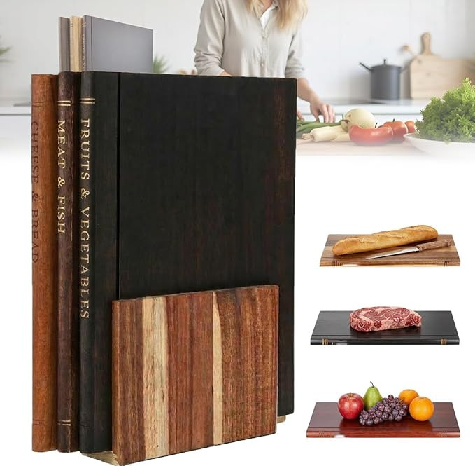 Book Shaped wood cutting boards for kitchen & meat cutting board Set - 3-Piece Decorative cutting... | Amazon (US)