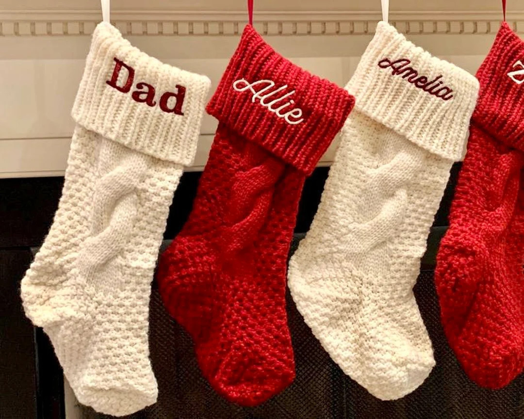 Cable Knit Personalized Christmas Stockings, Christmas Stockings Personalized Christmas Stockings... | Etsy (US)