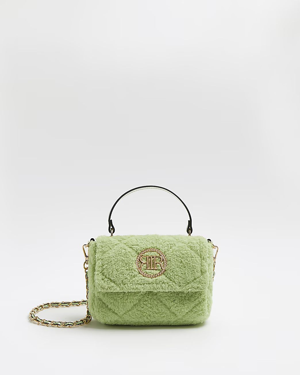 Green quilted borg cross body bag | River Island (UK & IE)