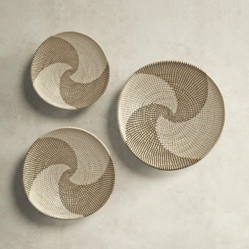 3 Piece Swirl Natural Seagrass Wall Décor Set | Wayfair North America