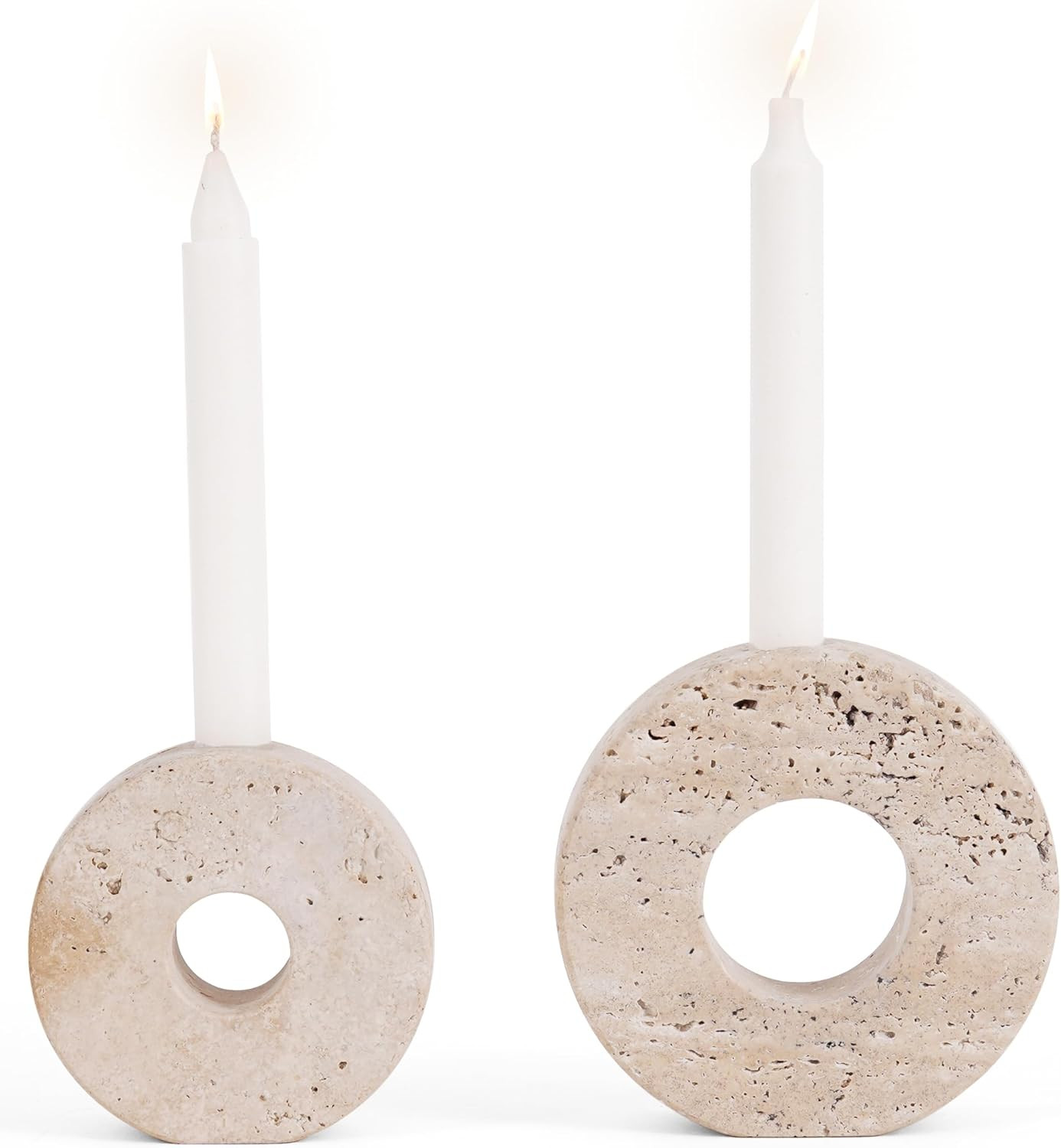 Marble Candle Holder Set of 2 Travertine Taper Candles Holder for Table Decorations, Living Room ... | Amazon (US)