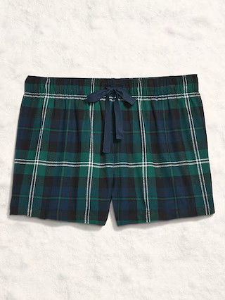 Plaid Flannel Pajama Boxer Shorts for Women | Old Navy (US)