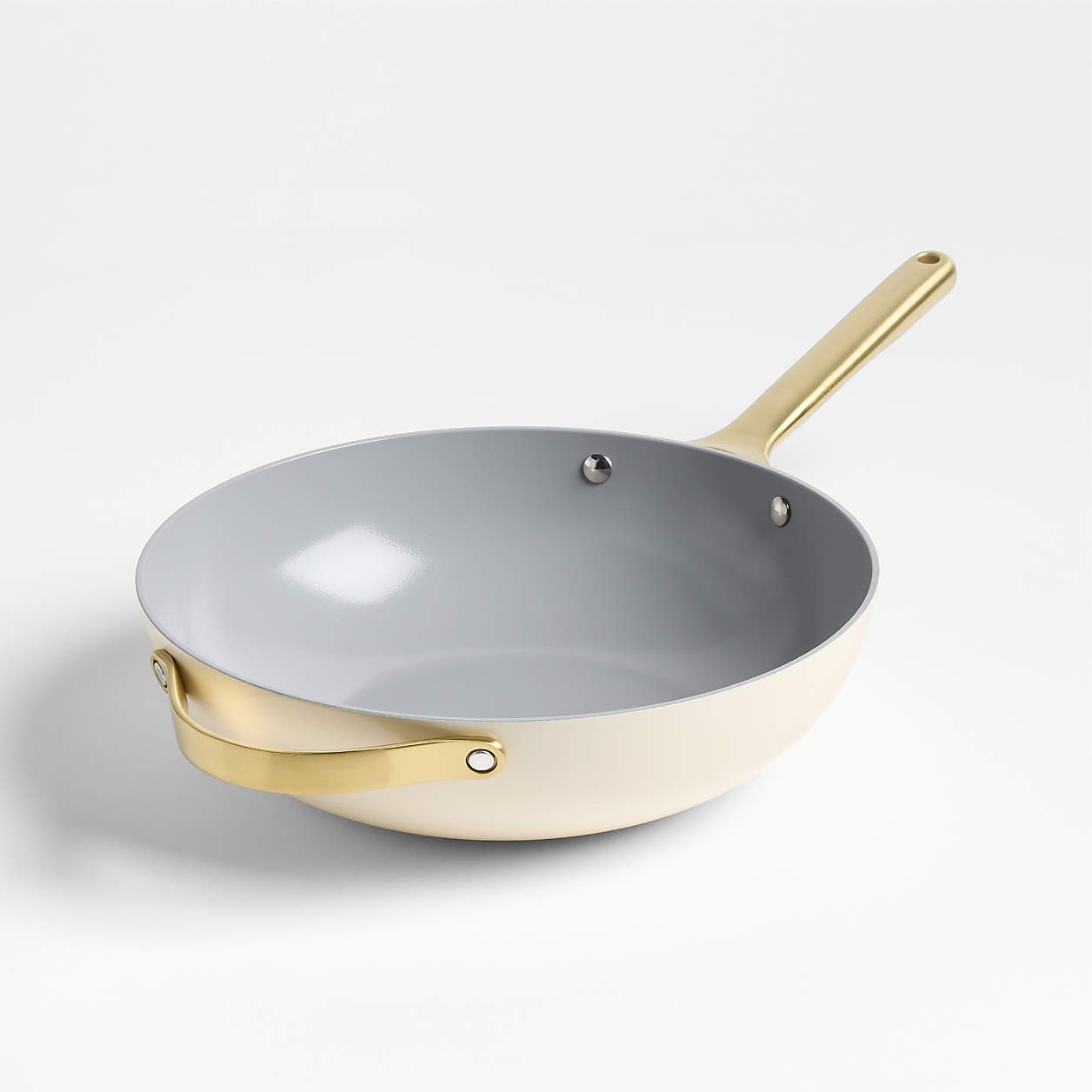 Caraway Cookware Plus Cream and Gold Stirfry Pan + Reviews | Crate & Barrel | Crate & Barrel