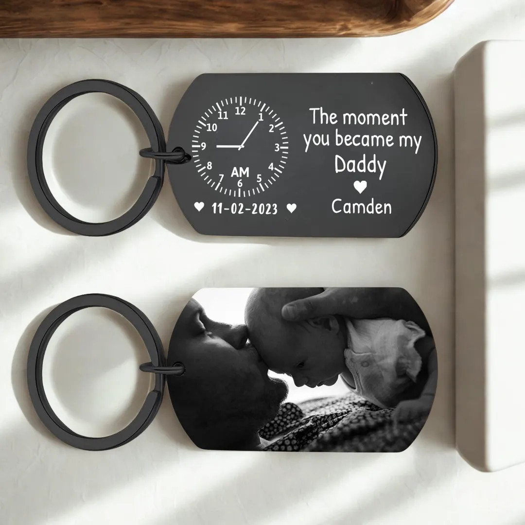 The Moment You Became My Daddy,personalised Photo Keyring With New Born Baby Photo Gift,gift for ... | Etsy (Global)