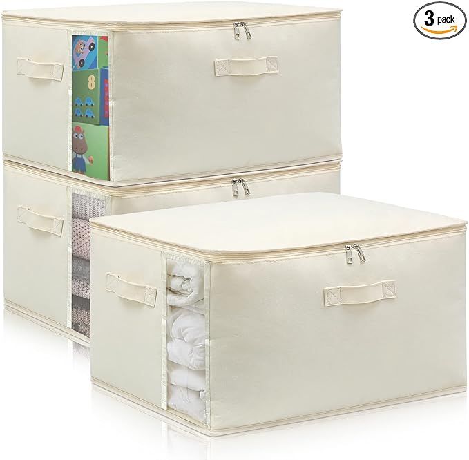 Canvas Comforters Bags Closet Organizers and Storage for Quilts Clothes Organization Containers B... | Amazon (US)