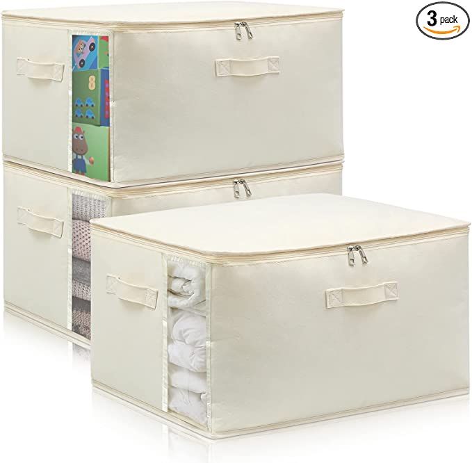 Canvas Comforters Bags Closet Organizers and Storage for Quilts Clothes Organization Containers B... | Amazon (US)