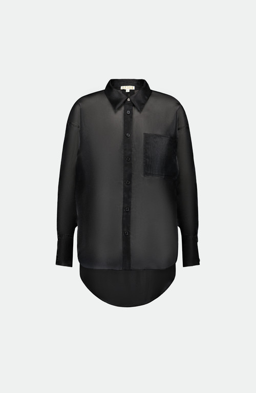 SAEMDI Oversized Organza Shirt in Black at Nordstrom, Size Small | Nordstrom
