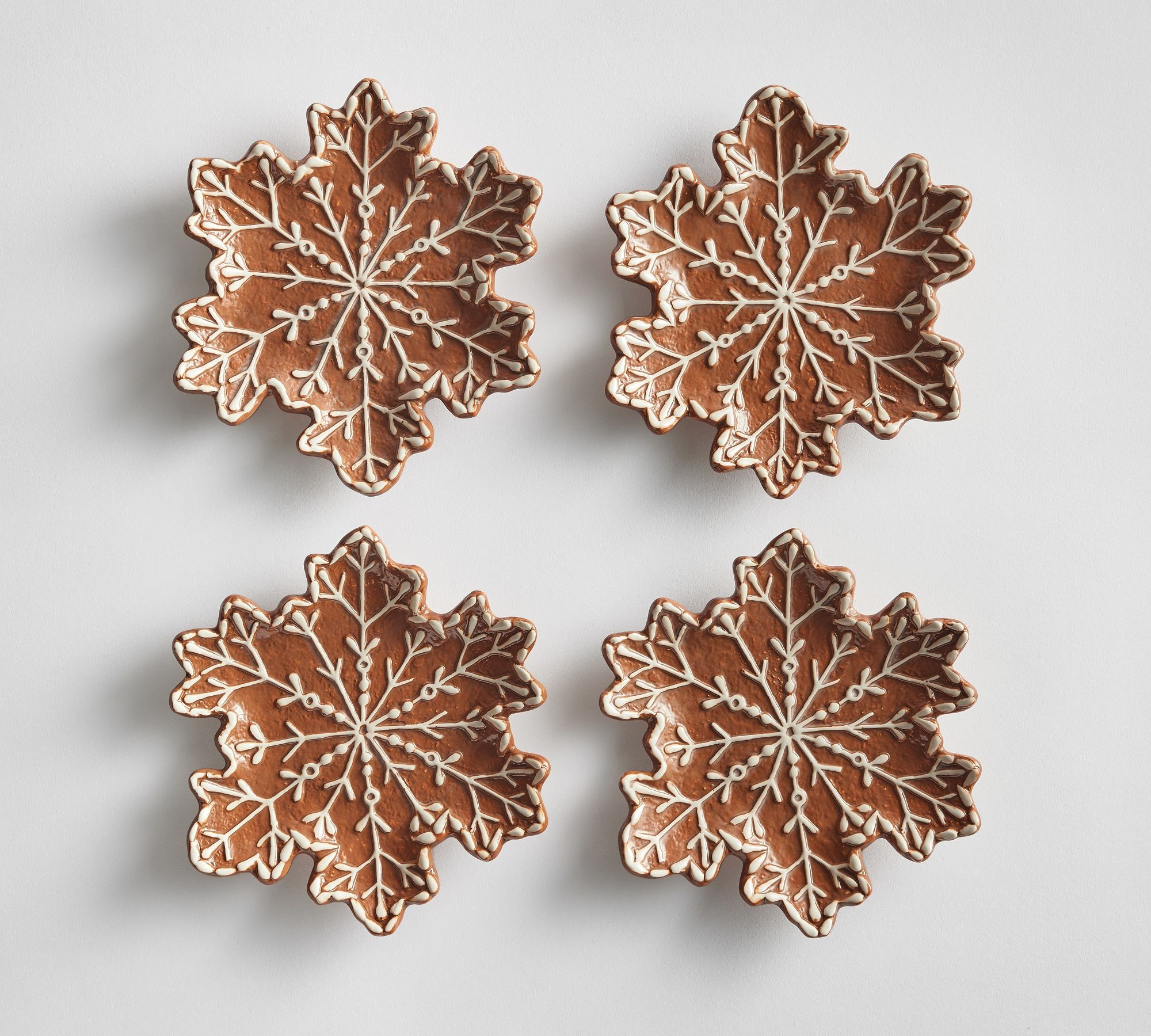 Gingerbread Snowflake Stoneware Appetizer Plates  - Set of 4 | Pottery Barn (US)