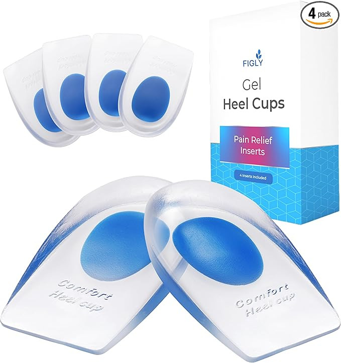 Figly Heel Cushions for Heel Pain Relief (4 Pack) - Gel Heel Cushion Inserts, Gel Heel Cups Heel ... | Amazon (US)