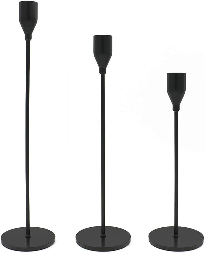 WillGail Set of 3 Matte Black Candle Holders for Taper Candles, Decorative Candlestick Holder for... | Amazon (CA)