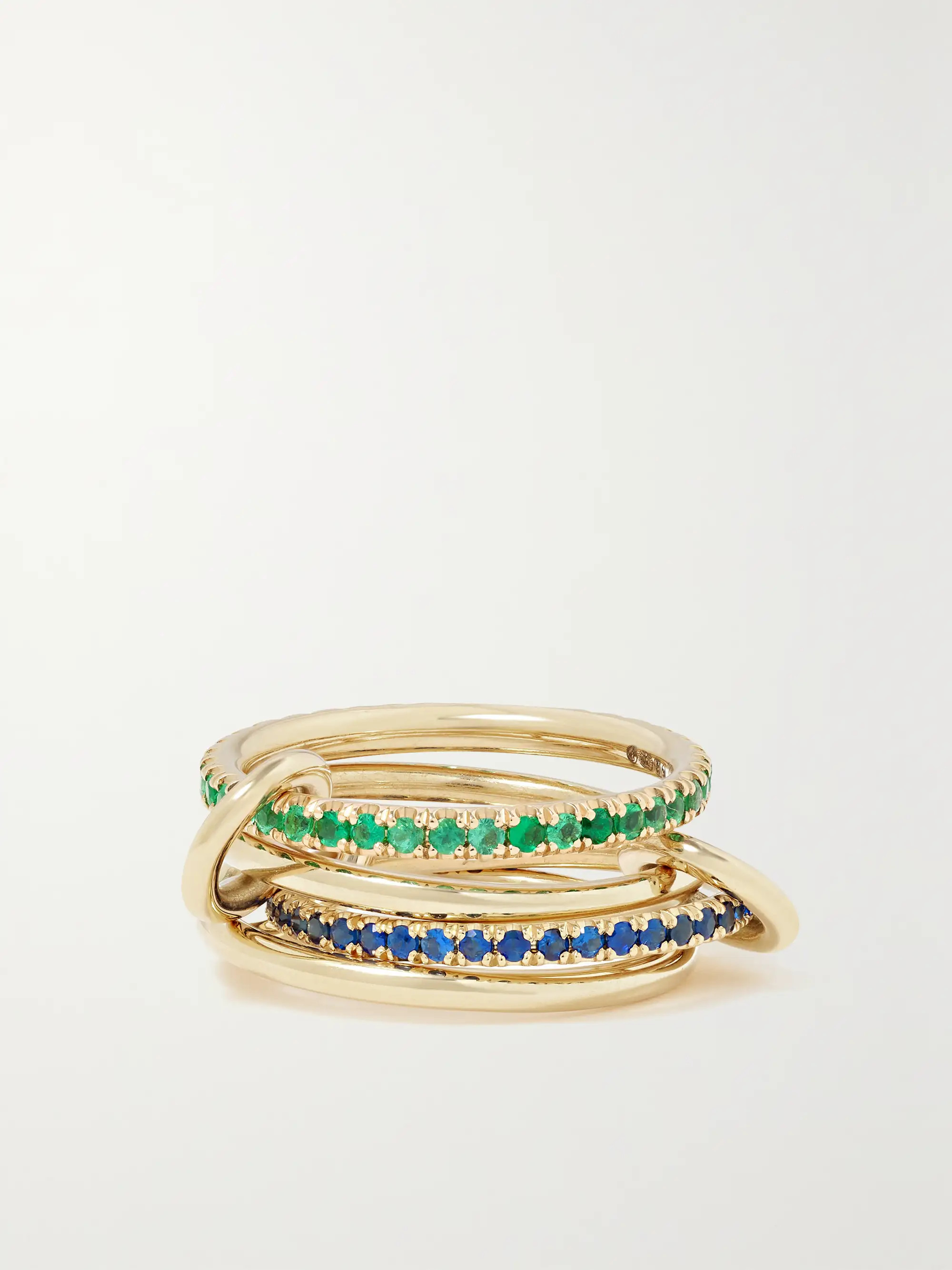Sonny set of four 18-karat gold, emerald and sapphire rings | NET-A-PORTER (UK & EU)