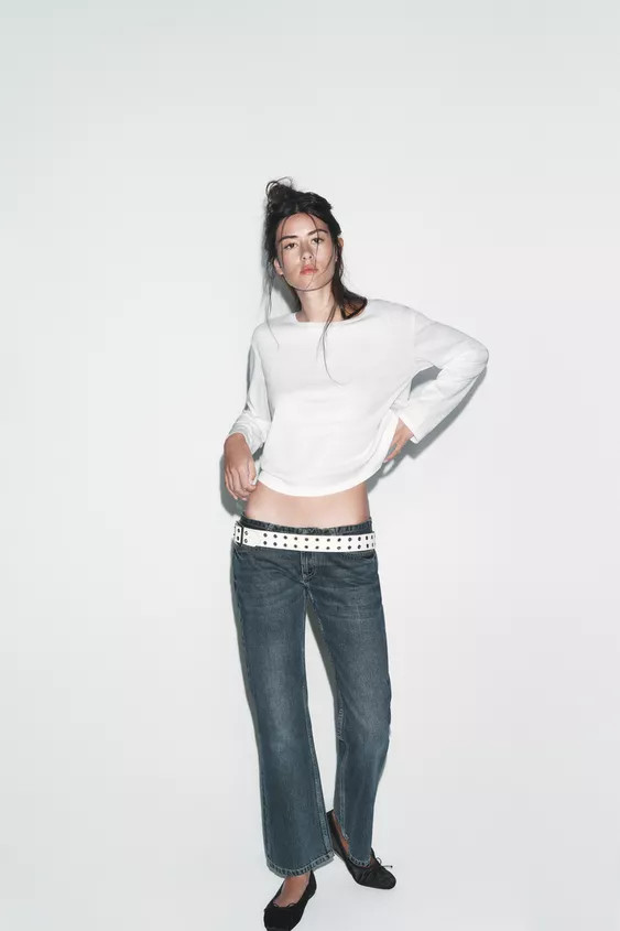 LONG SLEEVE BOAT NECK T-SHIRT | Zara US