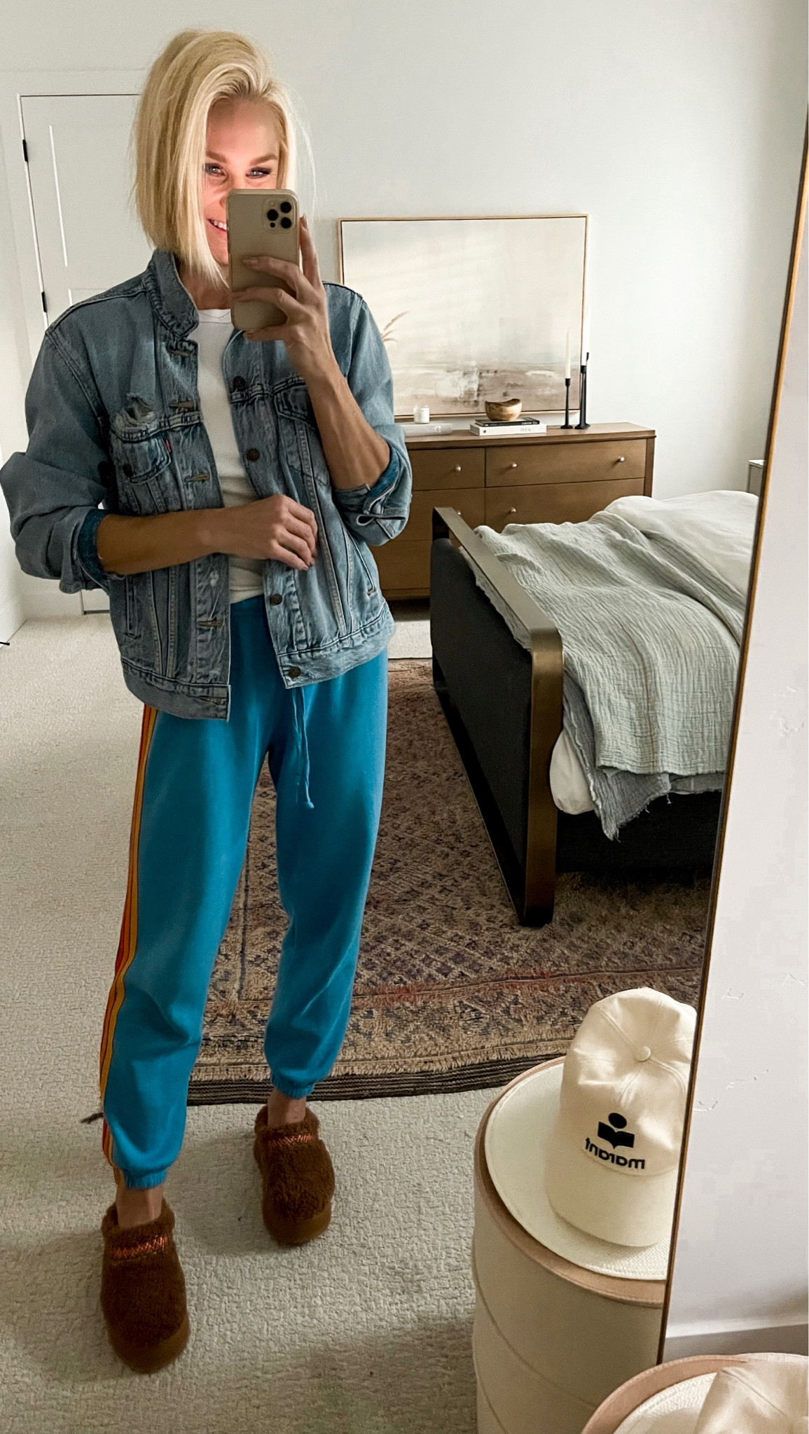 Oversized denim jacket on sale through TONIGHT! 10/9
Shearling tazz slippers — two colors and both are fully stocked! 
Wearing true size in jacket, sized up in sweats, wearing true size in Uggs, but go up if 1/2 size or plan to wear socks 

#LTKGiftGuide #LTKSeasonal #LTKHolidaySale