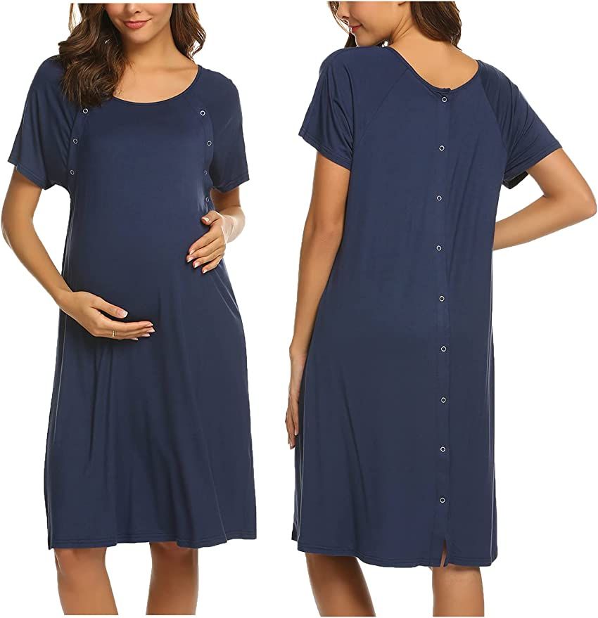 Ekouaer Women’s Nursing/Delivery/Labor/Hospital Nightdress Short Sleeve Maternity Nightgown wit... | Amazon (US)