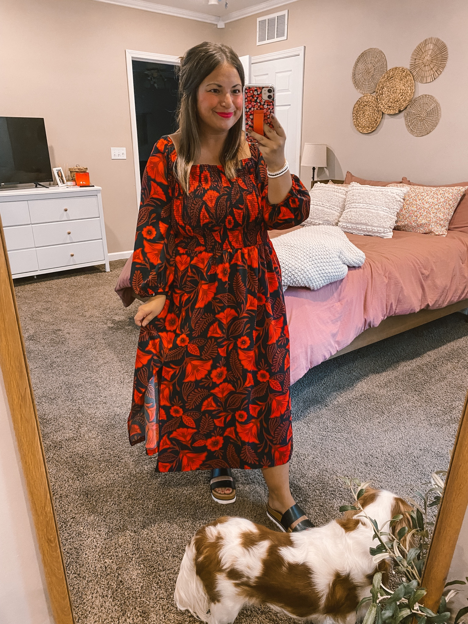 This Target dress would be so pretty for a fall or winter wedding guest fit! Definitely fits oversized.

sandals: fit true to size // wearing a 5
dress: fits very oversized // wearing a large

#LTKFindsUnder100 #LTKStyleTip #LTKFindsUnder50