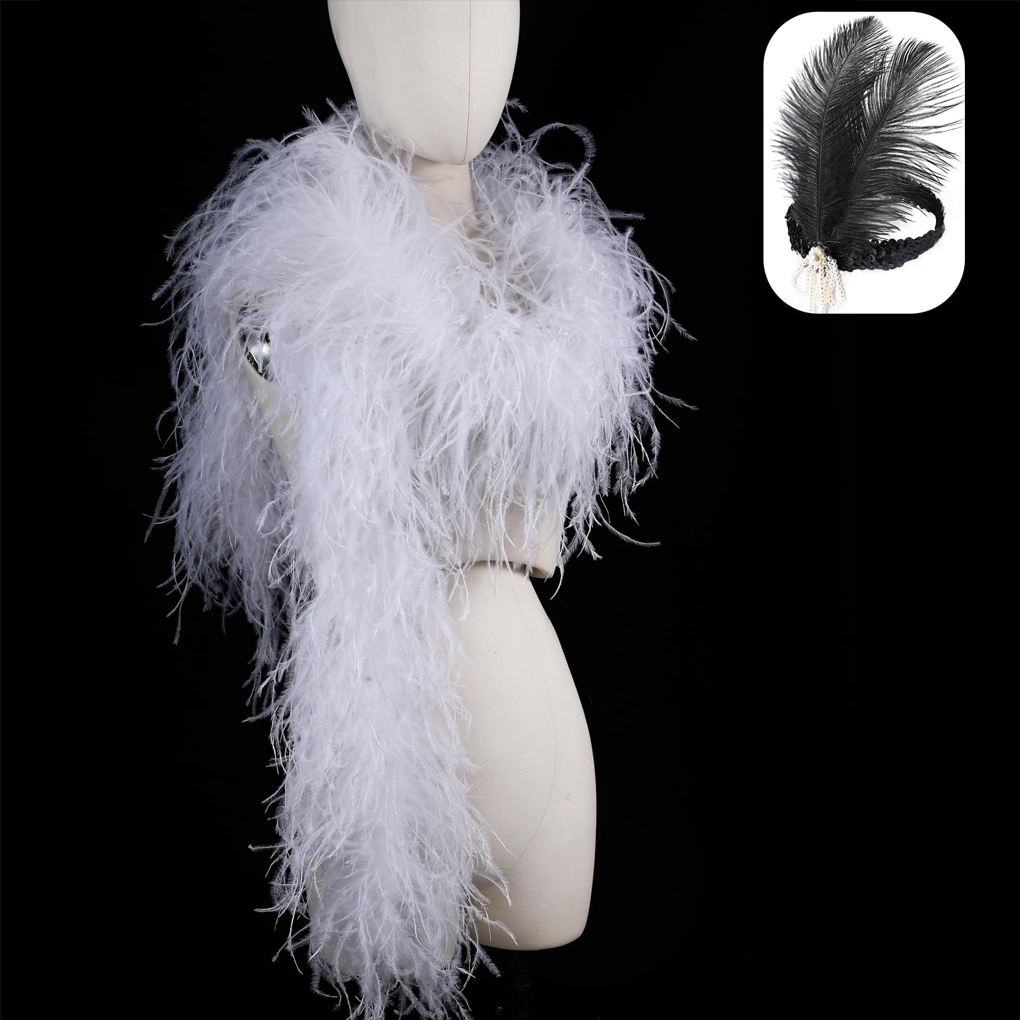 Soarer White Ostrich Feather Boas – 2yards 9ply Long Boas for Party, DIY Production, Clothing D... | Amazon (US)
