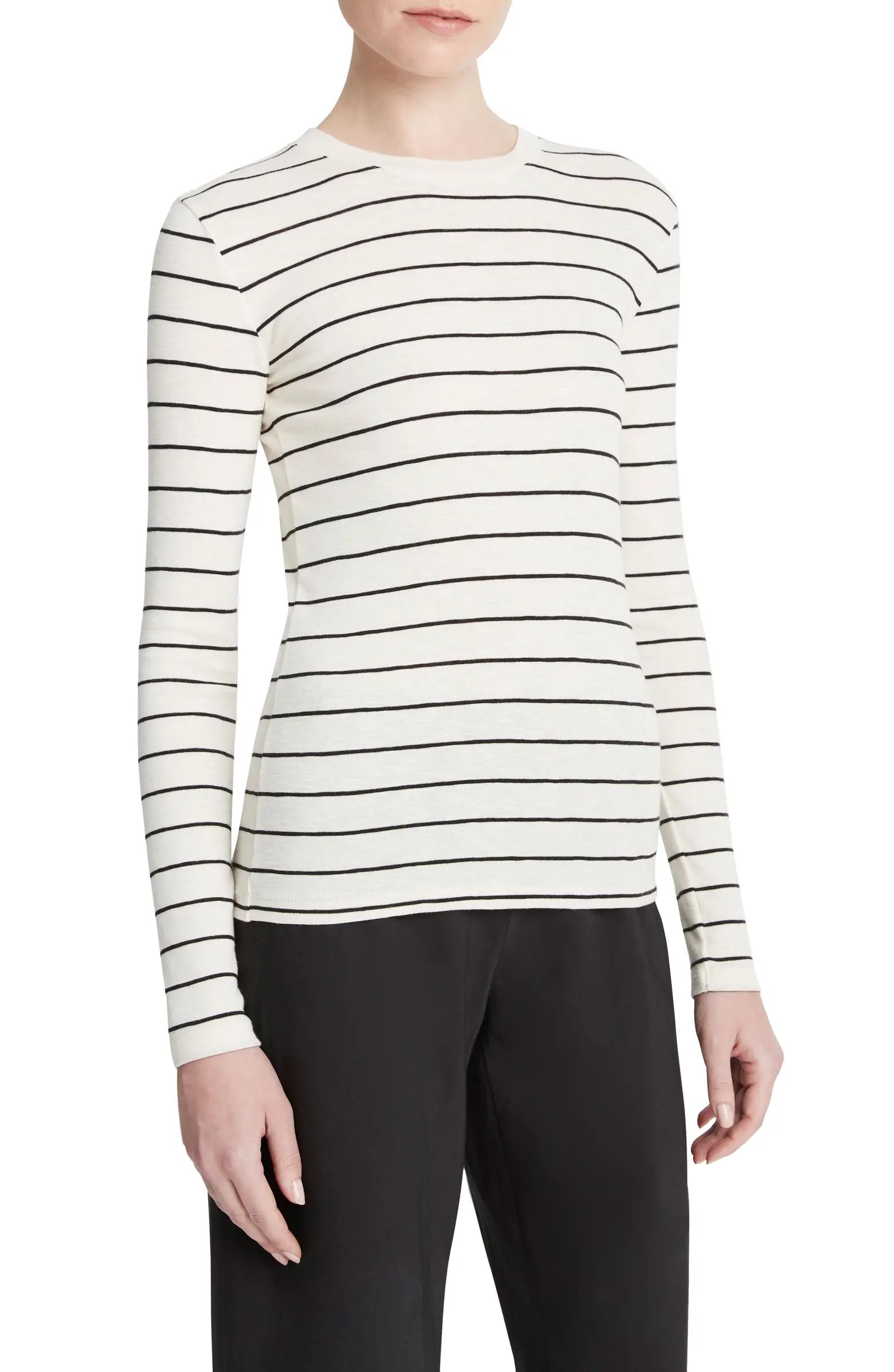 Stripe Long Sleeve Cotton & Modal Crewneck Top | Nordstrom