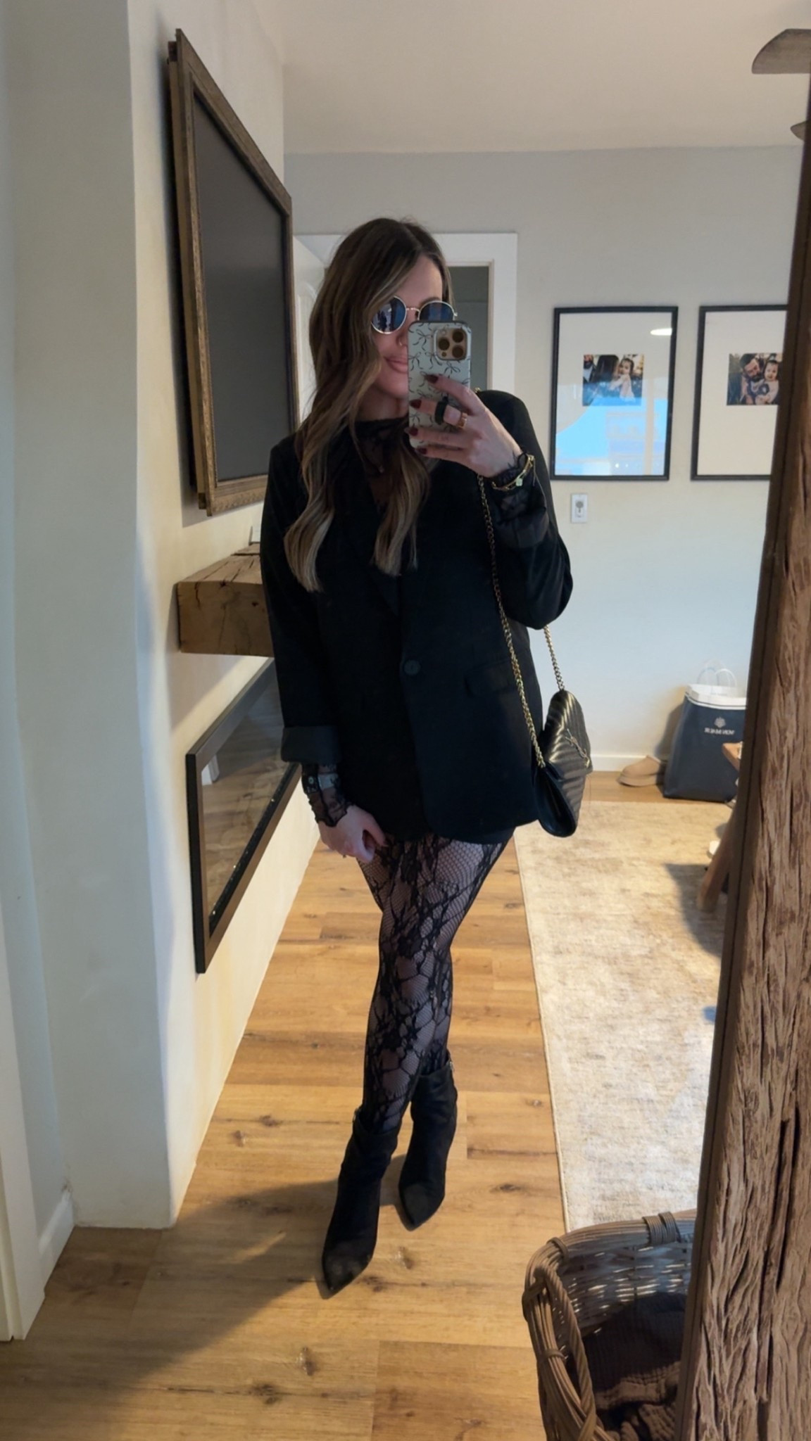 Comfy dinner outfit. I got my blazer on clearance in store and have no idea on the brand but I linked similar! Blazer outfit. Amazon clothing finds. Lace leggings. Lace pantyhose  

#LTKootd
