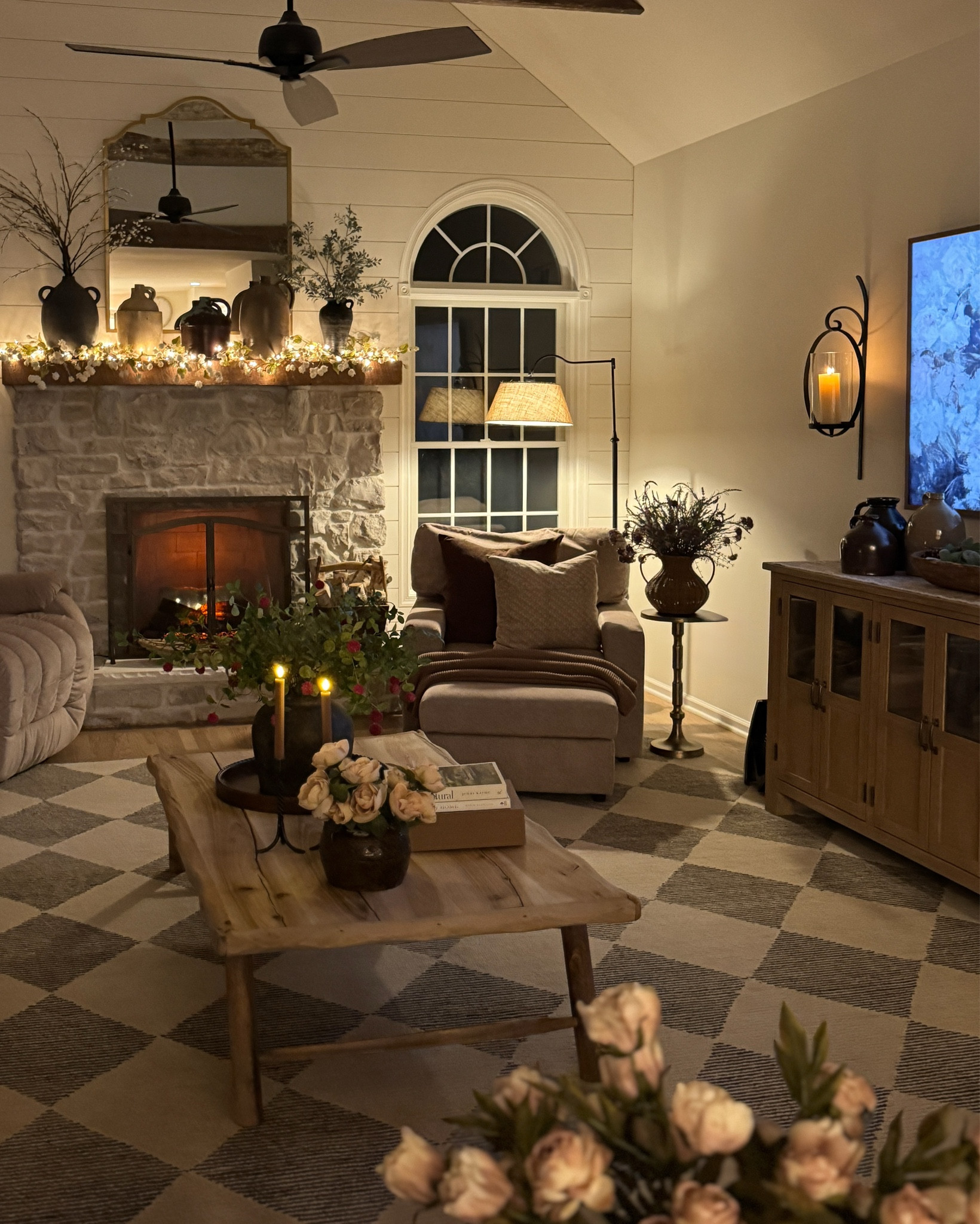 Cozy family room:

Curved floor lamp
Floral throw pillow cover
Pedestal accent table 
Spring florals
Woven vase
Reclaimed wood coffee table 
Handcrafted vintage bean pot
Candlestick holders 
Battery operated tapers 
Mirror above fireplace 
Buffet table
Swivel glider chairs 
Neutral area rug
Electric fireplace insert 
Ceramic vase with handles
Solid wood accent table


#LTKSeasonal #LTKHome #LTKSaleAlert