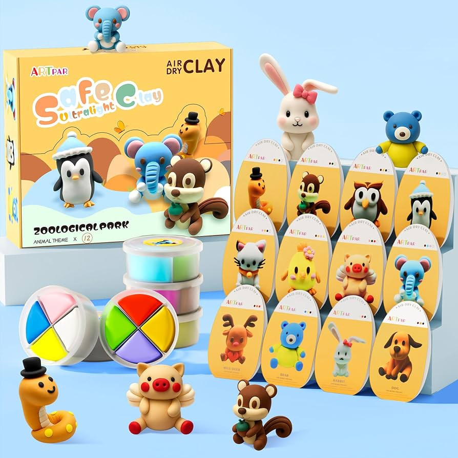 ARTPAR Air Dry Clay Kits for Kids-Modeling Magic Clay,12 Animals DIY Molding Clay Art Crafts Set,... | Amazon (US)