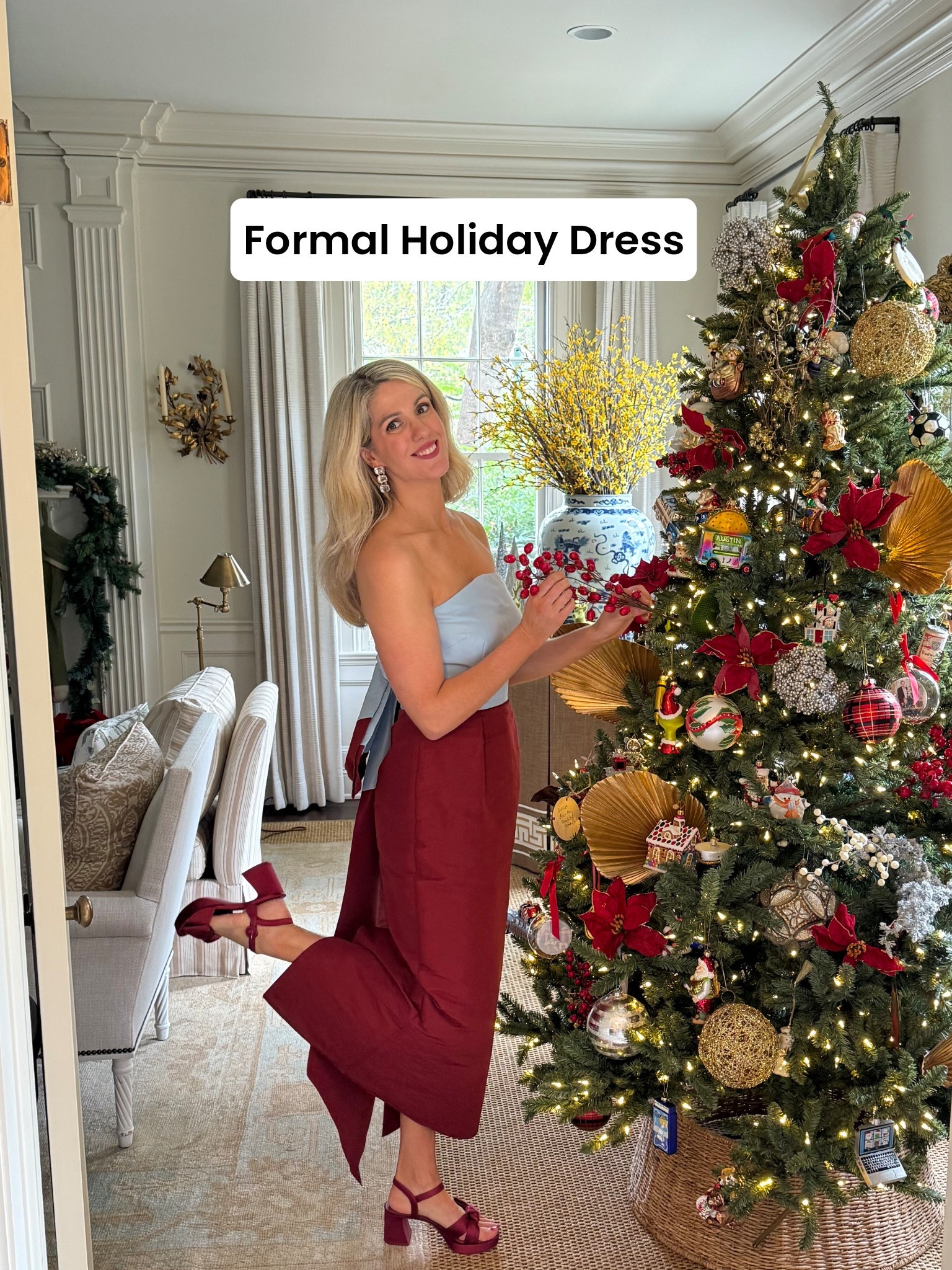 This gorgeous dress is great for a formal holiday event or a winter wedding. Love the coordinating shoes too. 

#LTKHoliday #LTKOver40 #LTKWedding