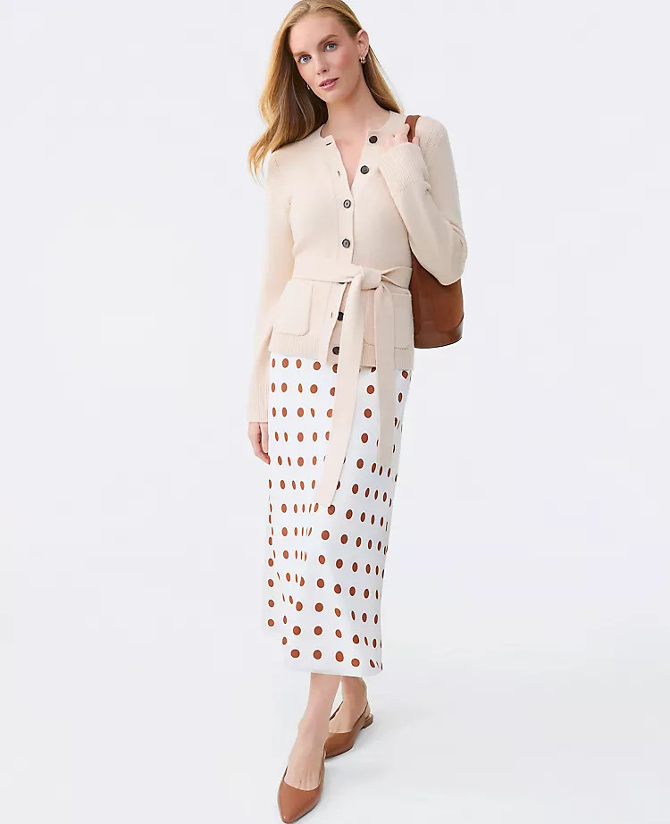 Dotted Satin Bias Slip Skirt | Ann Taylor