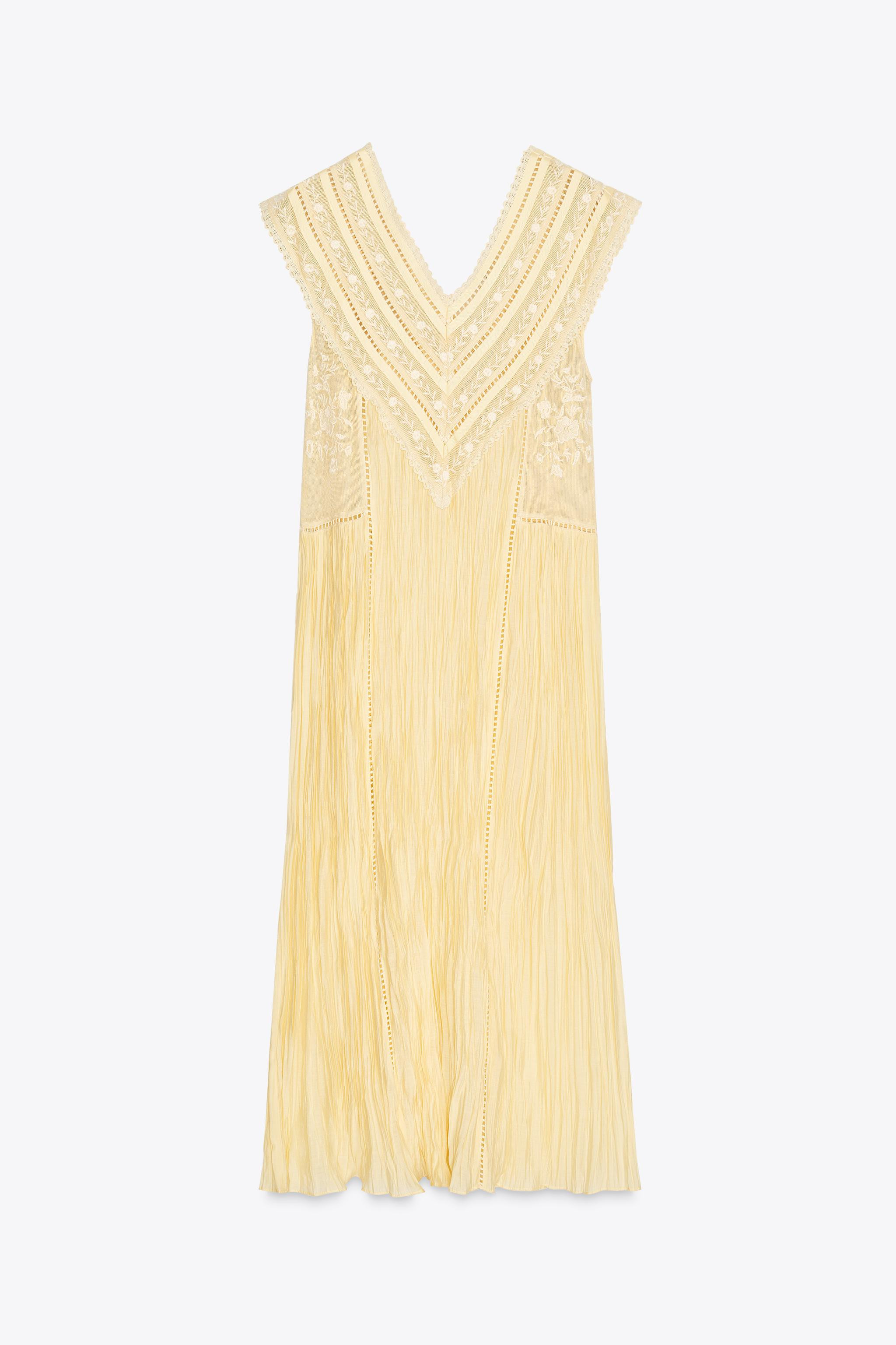 ZW COLLECTION EMBROIDERED PLEATED DRESS | Zara US