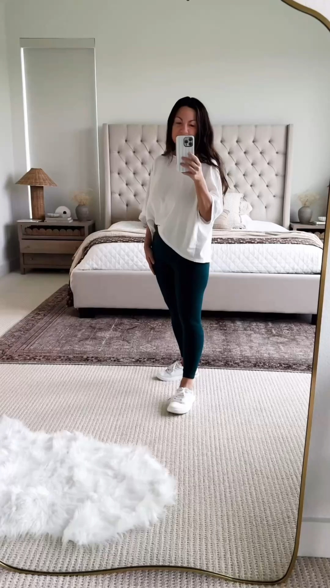 Easy everyday summer outfit details that work for running errands, travel days, school pickup, coffee runs and everything in between. Travel outfit, mom outfit, everyday outfit. This oversized neutral white tee paired with comfy leggings and white slip on sneakers is one of those effortless outfits that feels put together without trying too hard. Comfortable enough to wear all day and easy to mix with basics already in your closet. Follow me on LTK for daily fashion, home decor & Amazon finds.

#LTKootd #LTKvlog #LTKActive
