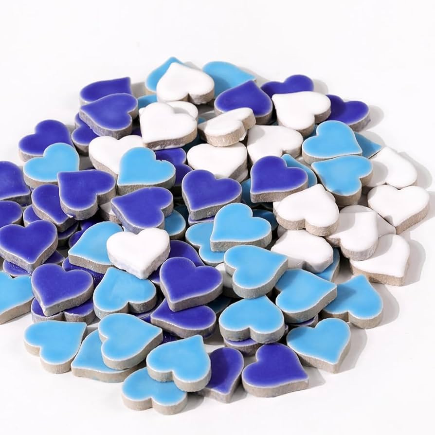 200g Ceramic Mosaic Tiles Pieces, Heart Star Oval Round Flower Shape Mosaics for Crafts Bulk,Stud... | Amazon (US)