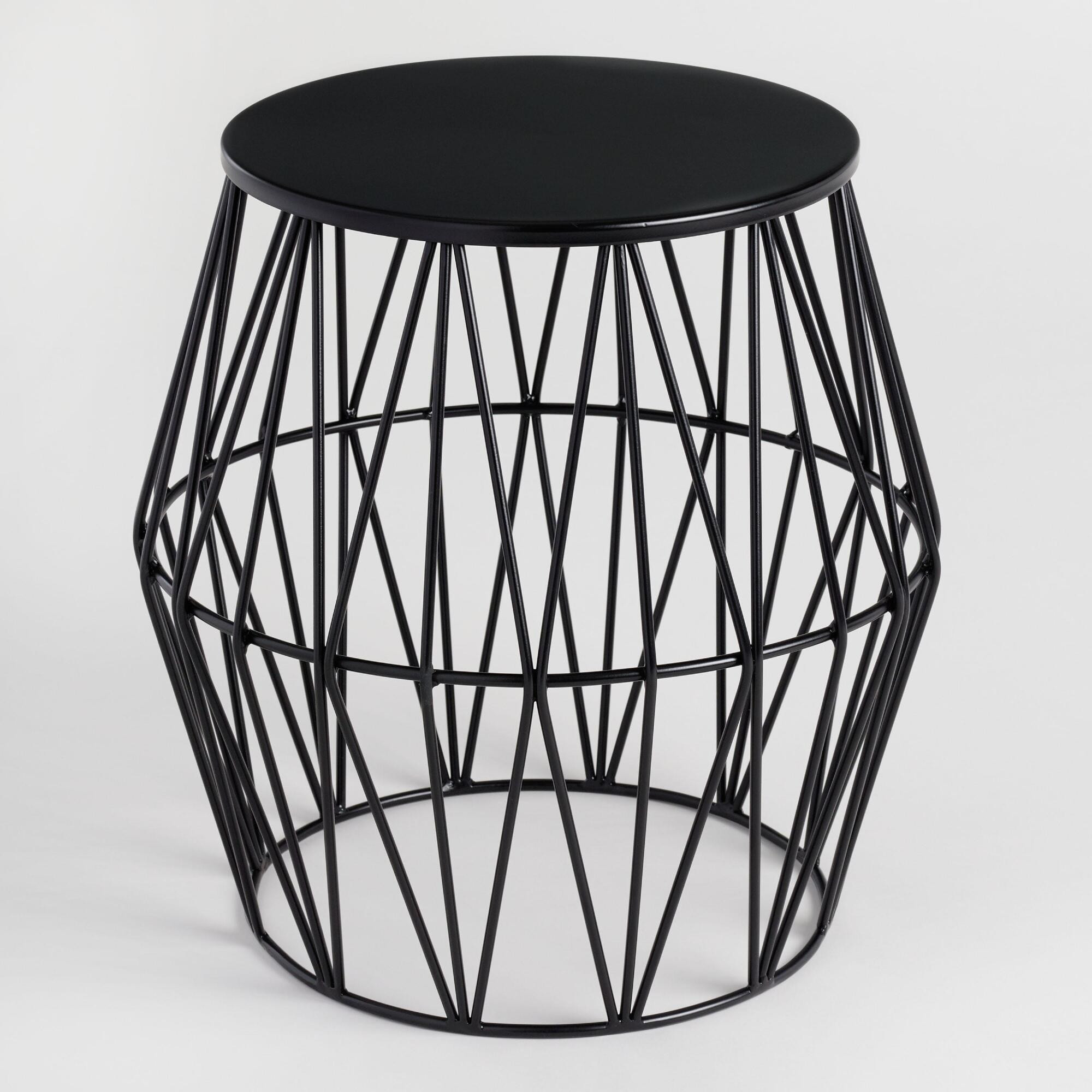 Faceted Metal Octavia Outdoor Accent Stool | World Market