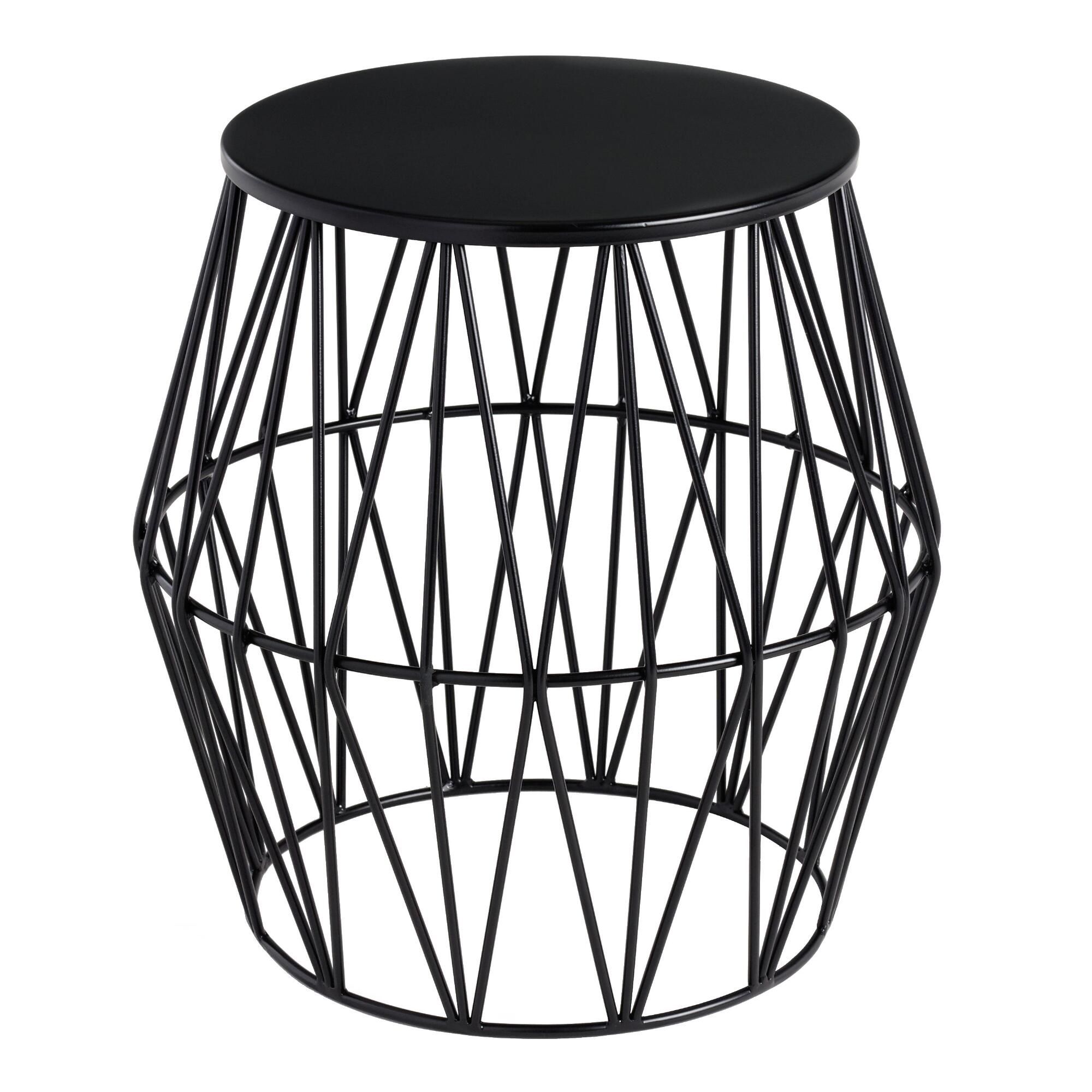 Faceted Metal Octavia Outdoor Accent Stool | World Market