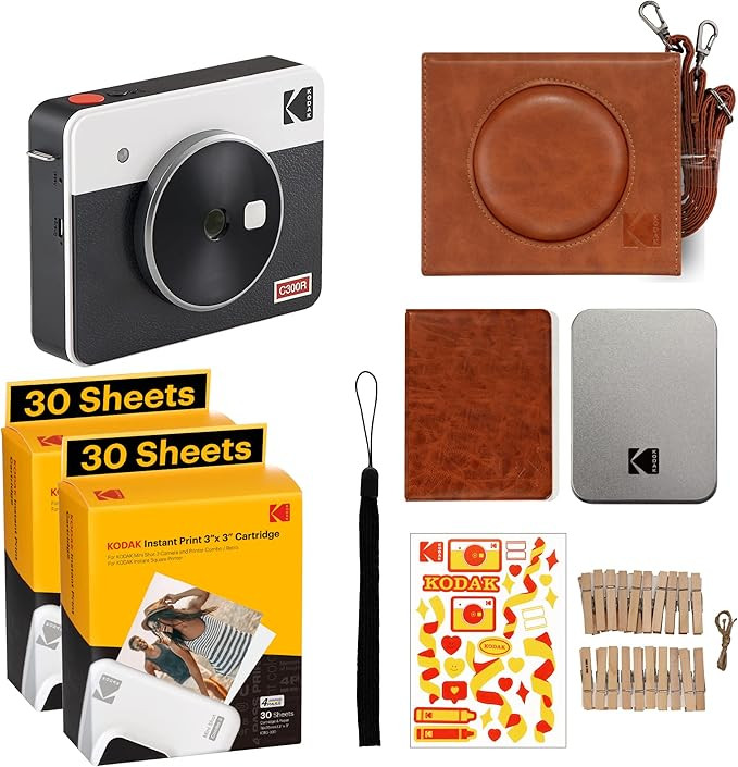 KODAK Mini Shot 3 Retro 4PASS 2-in-1 Instant Camera and Photo Printer (3x3) + 68 Sheets Gift Bund... | Amazon (US)