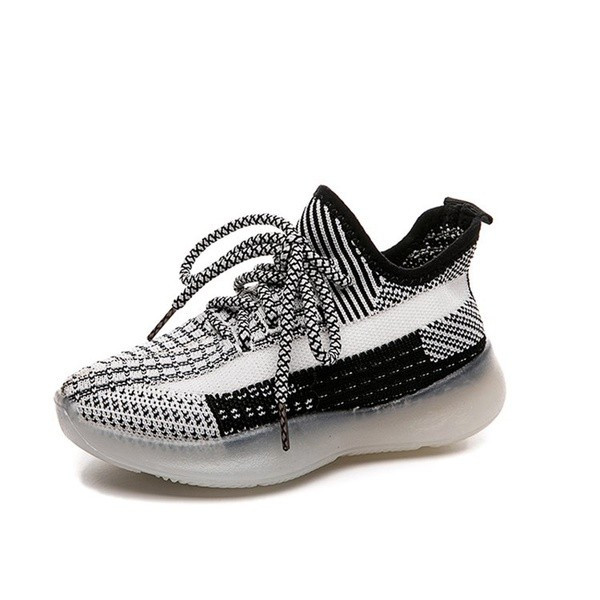 Toddler / Kids Breathable Knitted Striped Lace-up Sneakers | PatPat