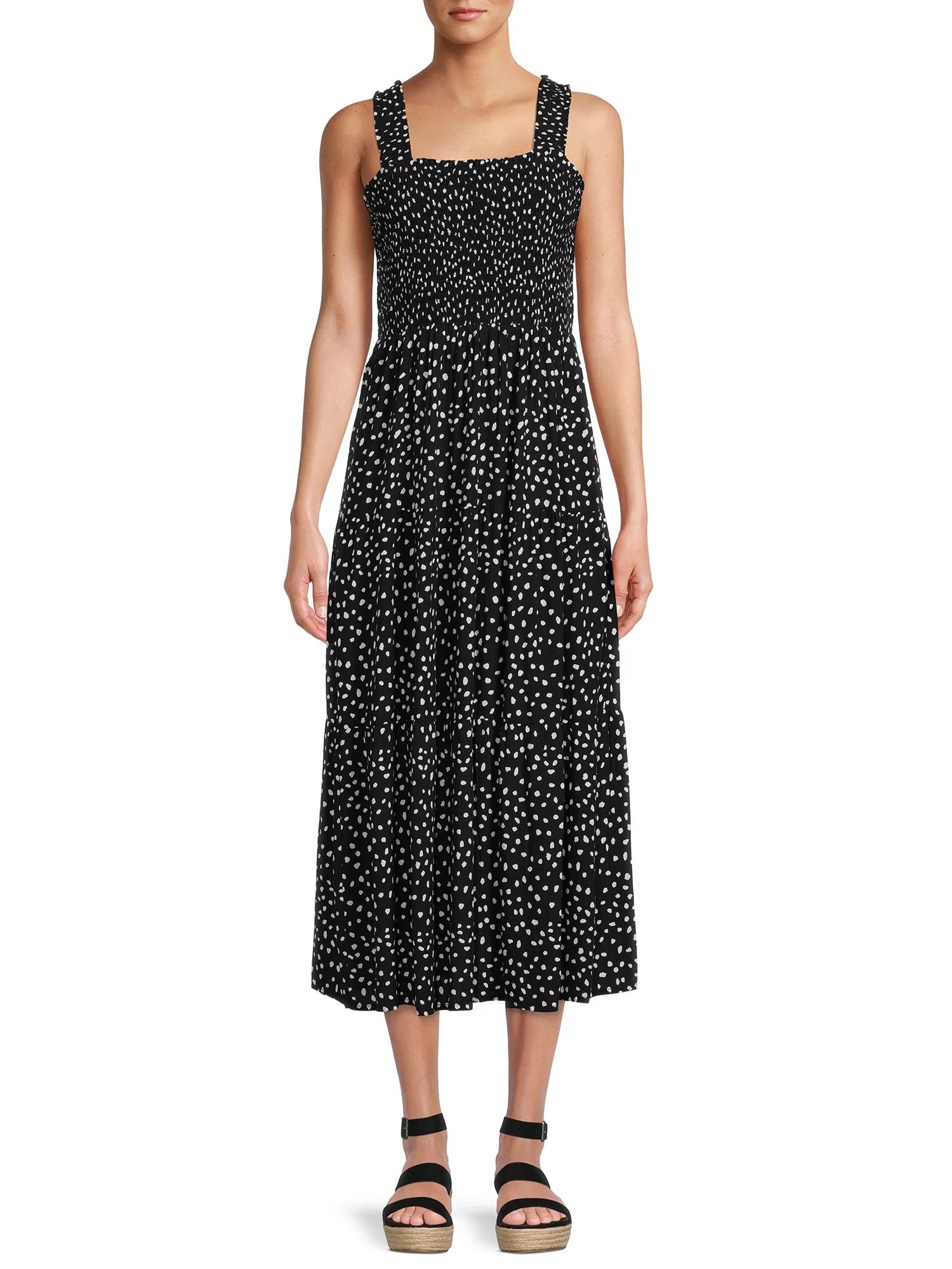 Beach Lunch Lounge Women’s Smocked Printed Midi Dress - Walmart.com | Walmart (US)