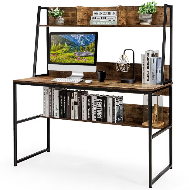 Costway 47'' Computer Desk w/ 3 Storage Cubes & Open Bookcase Home Office | Target