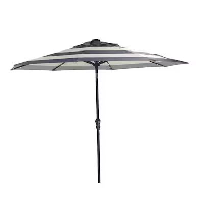 Donglin Furniture  9-ft Stripe Solar Powered Crank Market Patio Umbrella | Lowe's